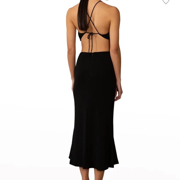 Misha Collection Black Angel Cut-Out Midi Halter Dress - Picture 3 of 10